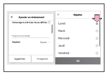 Utilisation de la fonction de calendrier de recharge